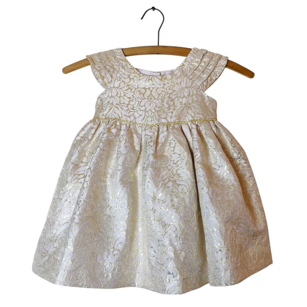 Laura Ashley London Baby Brocade Metallic Blush Party Holiday Dress 24 Months